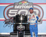 Elevate your collection with this authentic Ricky Stenhouse Jr. autographed 8x10 inch NASCAR photo, showcasing his thrilling Victory Trophy moment at the Daytona 500. Limited availability – act fast!