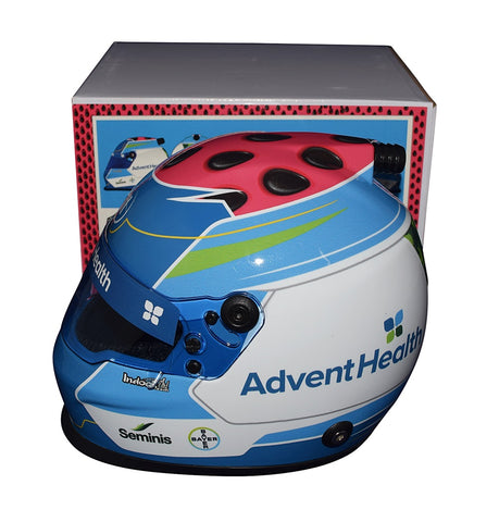 Capture the essence of NASCAR history with an autographed 2023 Ross Chastain #1 Advent Health Mini Helmet featuring the iconic WATERMELON design.