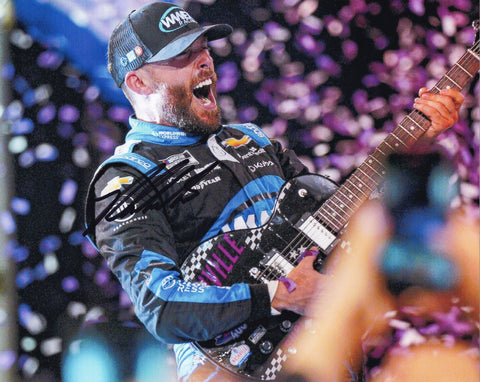 Capture the excitement of Ross Chastain's 2023 Nashville win with this genuine autographed 8x10 inch NASCAR photo, featuring the iconic moment of him playing the guitar. Limited availability – order now!