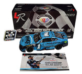 Autographed 2023 Ross Chastain #1 Worldwide Express Nashville Win diecast car. This collectible, signed through exclusive public and private signings with HOT Pass access, includes a Certificate of Authenticity and a lifetime authenticity guarantee. Ideal gift for NASCAR fans and collectors.