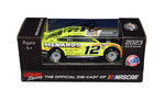 Admire the autographed 2023 Ryan Blaney #12 Menards Championship Season Next Gen Mustang diecast car, a prized possession for NASCAR enthusiasts and collectors.