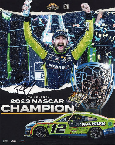  Limited edition Ryan Blaney #12 Menards Racing NASCAR CHAMPION signed photo. A must-have for NASCAR enthusiasts and collectors! Get yours now before they're gone!