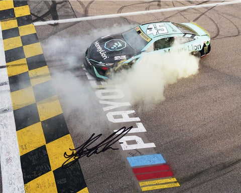 Celebrate Tyler Reddick's exhilarating victory at the 2023 Kansas Speedway with this autographed 8x10 inch NASCAR photo. With Reddick's signature proudly displayed, this collectible piece captures the thrill of the Burnout Finish Line moment, authenticated through exclusive public/private signings and accompanied by a Certificate of Authenticity (COA) for guaranteed legitimacy.