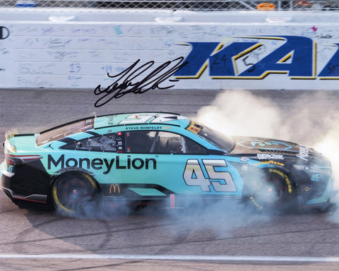 Tyler Reddick Autographed KANSAS WIN Photo - Genuine signature on an 8x10 inch NASCAR photo, commemorating the victorious burnout moment.