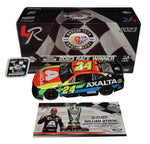 Autographed 2023 William Byron #24 Axalta Racing Atlanta Win diecast car. This collectible, signed through exclusive public and private signings with HOT Pass access, includes a Certificate of Authenticity and a lifetime authenticity guarantee. Ideal gift for NASCAR fans and collectors.