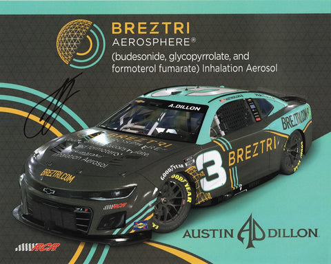 Autographed 2024 Austin Dillon #3 Breztri Camaro Hero Card NASCAR Photo with Certificate of Authenticity - Limited Edition collectible racing memorabilia capturing the thrill of Richard Childress Racing. Each signature meticulously sourced for authenticity through exclusive signings and HOT Pass access.