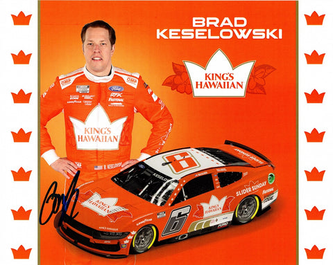 Autographed 2024 Brad Keselowski #6 King's Hawaiian Slider Sunday hero card NASCAR photo with COA - Limited edition collectible showcasing RFK Racing's Mustang. Authenticated signatures sourced through exclusive signings and HOT Pass access.