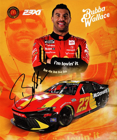 Capture the excitement of NASCAR with this autographed 2024 Bubba Wallace #23 McDonald's Toyota hero card photo. Limited availability. Ideal gift for Bubba Wallace supporters!