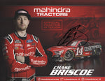 Autographed 2024 Chase Briscoe #14 Mahindra Tractors hero card NASCAR photo with COA. Each signature is obtained through exclusive signings and HOT Pass access, ensuring authenticity. A prized addition to any racing memorabilia collection.