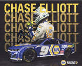 Celebrate your passion for NASCAR with this autographed hero card featuring Chase Elliott and the Next Gen Camaro. Measuring 8x10 inches, this glossy photo captures Elliott's iconic presence on the track, making it a prized addition to any collection. Each signature is obtained through exclusive public/private signings and garage area access via HOT Passes, ensuring its authenticity.