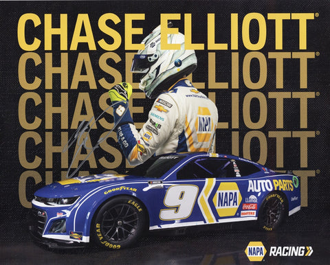 Add a touch of NASCAR history to your collection with this autographed hero card featuring Chase Elliott and the Next Gen Camaro. This glossy 8x10 photo showcases Elliott's impressive career and racing prowess, making it a standout piece for any fan. Each signature is meticulously obtained through exclusive signings and garage area access via HOT Passes, guaranteeing its authenticity.