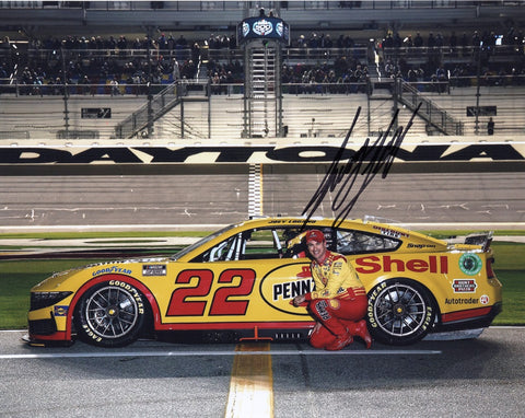 Authentic autographed 2024 Joey Logano #22 Shell Pennzoil NASCAR photo with COA. Limited availability. Ideal gift for racing enthusiasts!