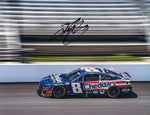 This autographed 2024 Kyle Busch #8 Cheddars Patriotic Car Indianapolis Motor Speedway photo features Busch racing at the Brickyard 400. Signed by Busch himself, this 9x11 inch glossy photo includes a Certificate of Authenticity (COA), ensuring its legitimacy. It’s a fantastic gift for NASCAR fans and collectors.