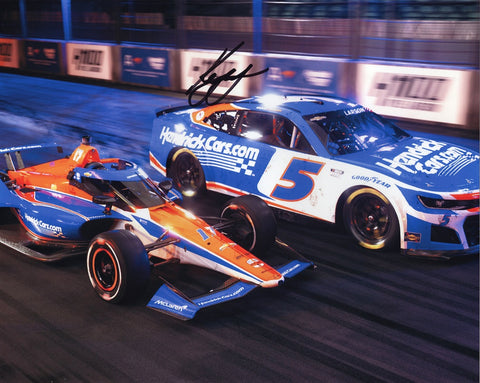Exclusive signed NASCAR photo commemorating Kyle Larson's monumental DOUBLE DRIVER attempt in 2024. Act quickly to own a piece of racing history with this unique collector's item!