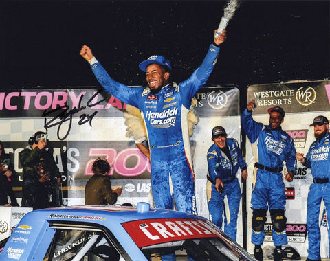 Authentic autographed 2024 Rajah Caruth #71 Hendrick Racing Las Vegas Win Victory Lane photo with COA. Limited availability. Perfect gift for NASCAR fans!