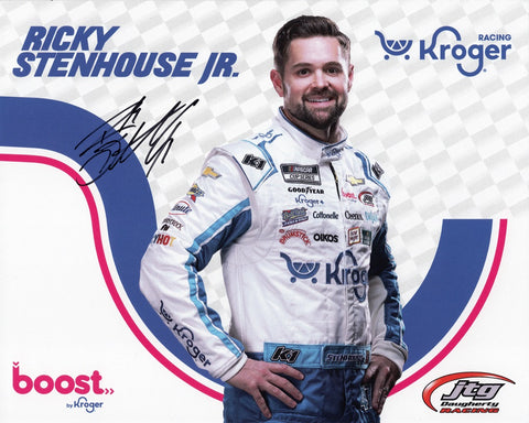 Autographed 2024 Ricky Stenhouse Jr. #47 Kroger hero card with COA. Each signature is obtained through exclusive signings and HOT Pass access, ensuring authenticity. A must-have addition for NASCAR enthusiasts and collectors alike.