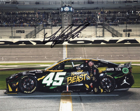 High-quality glossy photo showcasing the #45 Nasty Beast Hard Tea DAYTONA 500 CAR, signed by Tyler Reddick of 23XI Racing.