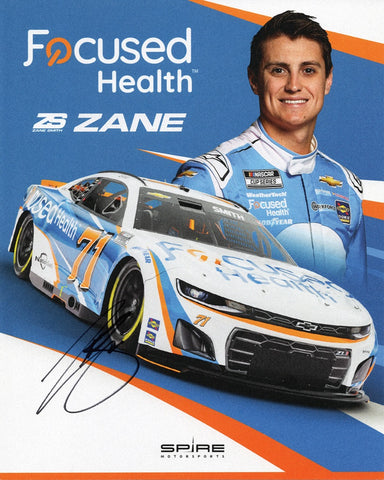 Officially signed NASCAR hero card featuring Zane Smith's #77 Focused Health Racing. Limited inventory available, backed by a Certificate of Authenticity. A rare find for racing enthusiasts and a standout addition to any collection.