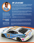 Autographed 2024 Zane Smith #77 Focused Health Racing hero card with COA. Each signature is meticulously obtained through exclusive signings and HOT Pass access, ensuring authenticity. A unique gift for NASCAR fans and collectors.
