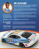 Autographed 2024 Zane Smith #77 Focused Health Racing hero card with COA. Each signature is meticulously obtained through exclusive signings and HOT Pass access, ensuring authenticity. A unique gift for NASCAR fans and collectors.