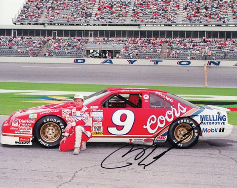 Step back in time with this AUTOGRAPHED Bill Elliott #9 Coors Melling Racing DAYTONA 500 Vintage Photo. Bill Elliott's signature, captured in exquisite detail, is the highlight of this collector's gem. Your purchase includes a Certificate of Authenticity, providing undeniable proof of its genuineness. We proudly offer a 100% lifetime authenticity guarantee, ensuring your investment is secure. 