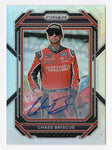 AUTOGRAPHED Chase Briscoe 2023 Panini Prizm Racing Silver Prizm Card, featuring Stewart-Haas racing team. Authenticated by Panini America Inc., this card is backed by a lifetime guarantee of authenticity, making it an ideal gift for NASCAR fans and collectors.