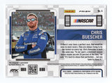 Chris Buescher signed 2023 NASCAR Season Ticket insert card from Panini Chronicles Contenders Optic series, with authentication by Panini America Inc. and a lifetime guarantee of authenticity. Ideal for collectors or as a special gift for racing fans.