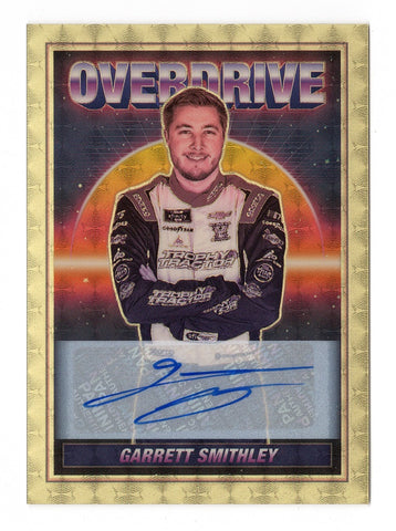 AUTOGRAPHED Garrett Smithley 2023 Panini Chronicles Luminance OVERDRIVE Gold Vinyl Prizm NASCAR Card #1/1, exclusively authenticated by Panini America Inc. With a lifetime guarantee on authenticity, this unique card is an ideal gift for NASCAR enthusiasts and collectors.
