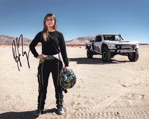 Elevate your collection with the AUTOGRAPHED Hailie Deegan 2022 Method Race Wheels Team MINT 400 Signed 8x10 Inch Glossy Photo. This striking memorabilia captures Hailie Deegan's adrenaline-fueled performance at the iconic MINT 400 race, with her signature obtained through exclusive signings and garage area access via HOT Passes. 