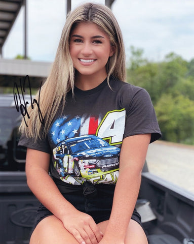 Experience the thrill of NASCAR with the AUTOGRAPHED Hailie Deegan #4 Toter Racing (ARCA Series) 8x10 Inch Glossy Photo. This captivating piece features Hailie Deegan's signature, secured through exclusive signings and garage area access via HOT Passes. 