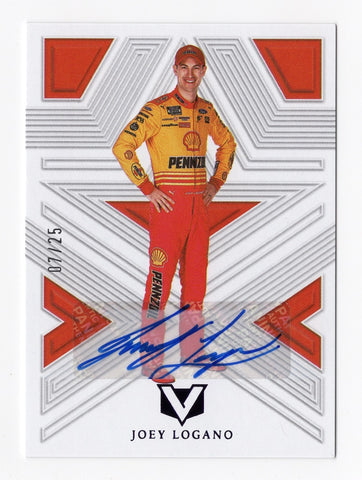 AUTOGRAPHED Joey Logano 2023 Panini Chronicles Racing VERTEX NASCAR Card #07/25, certified by Panini America Inc., with a lifetime authenticity guarantee. An ideal collectible or gift for NASCAR enthusiasts, offering exclusive access to a racing legend.