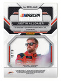 Rare Justin Allgaier signed Gold Prizm NASCAR card from the 2023 Panini Prizm Racing Sensational Signatures series, #01/10. Comes with Panini authentication and a lifetime authenticity guarantee, making it a prestigious addition to any sports memorabilia collection.