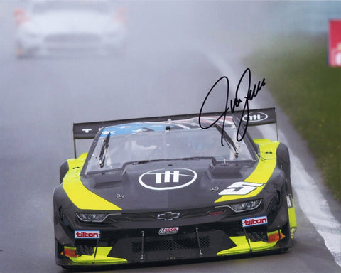 Autographed Justin Marks 2022 Trans Am Series Watkins Glen Win NASCAR Photo - Close-up view of Justin Marks' signature on the photo.