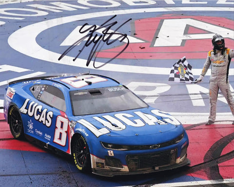 Capture the excitement of Kyle Busch's 2023 Fontana Race Win with this autographed 8X10 photo. It's a prized possession for NASCAR fans and includes a Certificate of Authenticity and a 100% lifetime authenticity guarantee.