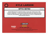 Genuine autographed Kyle Larson 2023 Donruss Optic Retro Silver Prizm card, authenticated for authenticity and accompanied by a Certificate of Authenticity. A valuable addition to any racing memorabilia collection.