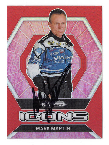 Limited Edition Autographed Mark Martin Panini Prizm Racing ICONS Red Parallel Trading Card - COA Included - Ideal Gift for Fans