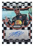 AUTOGRAPHED Martin Truex Jr. 2023 Panini Prizm Racing SCRIPTS Checkered Flag NASCAR Card #13/50, authenticated by Panini America Inc. Includes a lifetime authenticity guarantee, making it a fantastic collectible or gift for any NASCAR enthusiast.