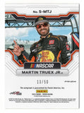 Rare Martin Truex Jr. signed NASCAR insert card from the 2023 Panini Prizm Racing SCRIPTS series, featuring the Checkered Flag design, number 13 of 50. Authenticated by Panini America Inc. and backed by a lifetime guarantee, perfect for collectors or as a unique gift.