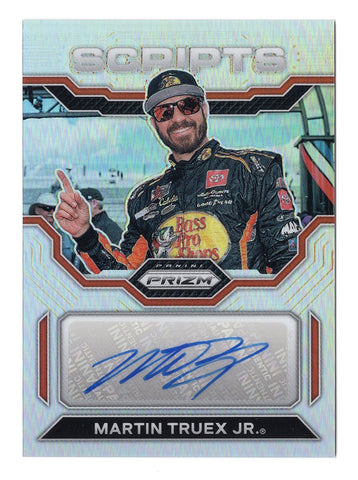 AUTOGRAPHED Martin Truex Jr. 2023 Panini Prizm Racing SCRIPTS Silver Prizm NASCAR Card, certified by Panini America Inc. This rare card comes with a lifetime guarantee on authenticity, perfect for collectors and as a prestigious gift for NASCAR enthusiasts.