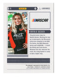 Natalie Decker signed NASCAR Luminance card from 2023 Panini Chronicles, showcasing vibrant Splat Hair Color sponsorship. Authenticated by Panini America Inc. and comes with a lifetime guarantee, making it an ideal gift for collectors and racing enthusiasts.