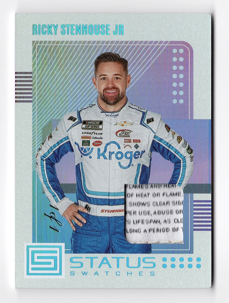 rare nascar trading cards Ricky Stenhouse Jr. 2023 Panini Chronicles STATUS SWATCHES Rare 1 of 1 Insert NASCAR Insert Trading Card #1/1 (Only 1 Made)