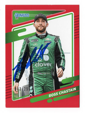 Rare Signed Ross Chastain Racing Card - Authentic Autograph - Limited Edition NASCAR Memorabilia - RED GREEN PARALLEL Insert Trading Card #043/299