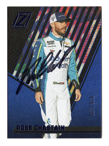 Ross Chastain 2022 Panini Chronicles Zenith Racing BLUE FOIL PARALLEL #1 Advent Health Autographed Collectible - Genuine NASCAR Trading Card - Certificate of Authenticity Included - Ideal Gift for Racing Fans