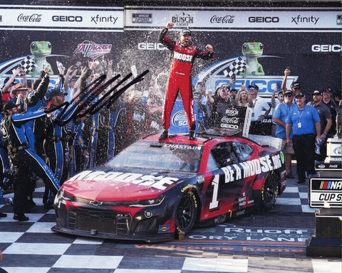 Surprise and delight a racing enthusiast with this extraordinary Autographed Ross Chastain Picture, a unique and cherished gift that celebrates a historic TALLADEGA victory.