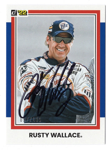Rusty Wallace Signed NASCAR Collectible Trading Card with Certificate of Authenticity, Autographed BLUE PARALLEL Insert