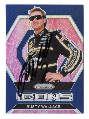 AUTOGRAPHED Rusty Wallace 2022 Panini Prizm Racing ICONS (Navy Blue Prizm) Insert Trading Card, NASCAR Memorabilia Collectible