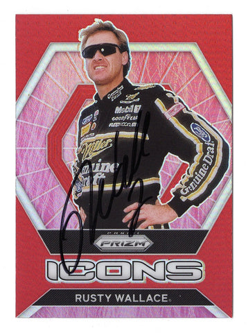 Exclusive Rusty Wallace Autographed 2022 Panini Prizm Racing ICONS (Red Prizm) Insert Card, Limited Edition Memorabilia