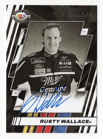 AUTOGRAPHED Rusty Wallace 2023 Panini Donruss Racing SIGNATURES NASCAR 75th Anniversary Insert Card, verified by Panini America Inc., includes a lifetime authenticity guarantee. A treasure for collectors and a fantastic gift for fans of NASCAR legends.