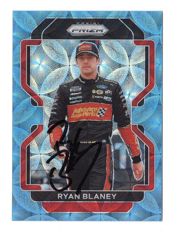 Ryan Blaney 2022 Panini Prizm Racing CAROLINA BLUE SCOPE PRIZM Insert Autographed Collectible - Limited Edition NASCAR Trading Card #55/99 - COA Included - Encased in Toploader and Soft Sleeve - Highly Sought-After Item