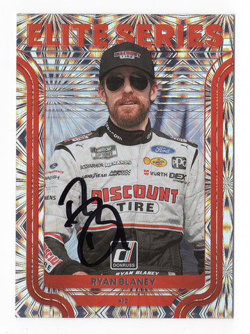 Ryan Blaney 2023 Donruss Racing ELITE SERIES Insert Autographed Collectible - Limited Edition NASCAR Trading Card - COA Included - Encased in Toploader and Soft Sleeve - Highly Sought-After Item